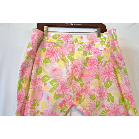 Lilly Pulitzer Pink Yellow Floral Palm Beach Fit Ankle Pants US 14 - Picture 4 of 6